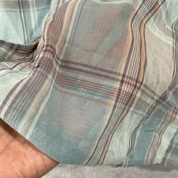 NEW Lucky Brand Womens S Cotton Plaid Smocked-S Ginger Root Plaid Sheer - Picture 8 of 9